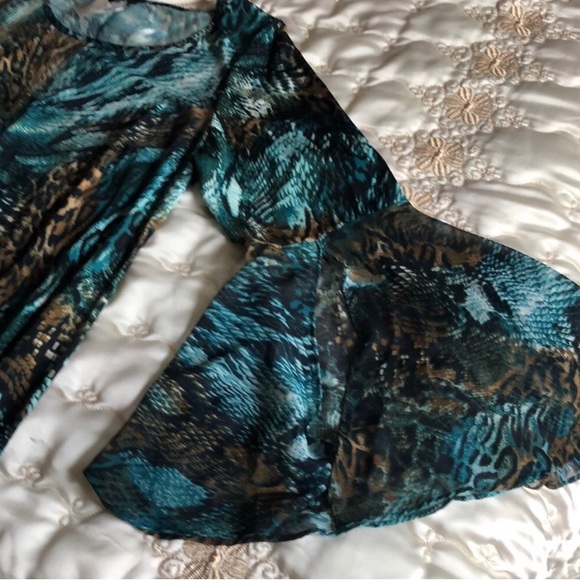 New MSK Animal print Bell sleeve Green multicolor Dress - Picture 14 of 16